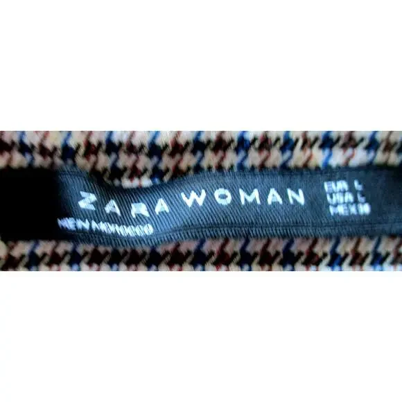 Zara Women's Multi Color Checked Mid Rise Tapered Leg Dress Pants Size Large - Picture 7 of 8
